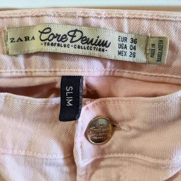 Zara Trafaluc Jeans Women's Size 4 Dusty Rose Slim Fit Cropped Y2K Core Denim - Picture 4 of 16